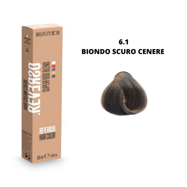 TINTA REVERSO SENZA AMMONIACA 6.1 BIONDO SCURO CENERE SELECTIVE 100ML.