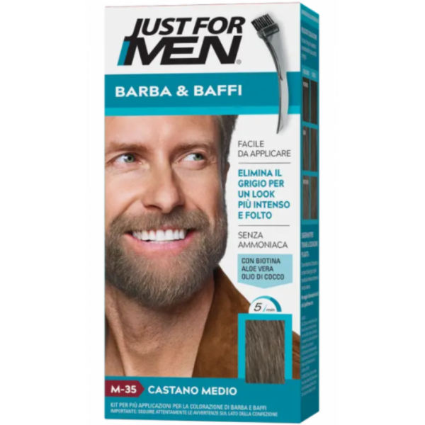 TINTURA PER BARBA E BAFFI JUST FOR MAN M-35 COLORE CASTANO MEDIO